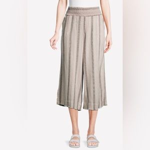 Democracy Linen Blend  Wide Leg Striped Pants with Smocked Waist NWT